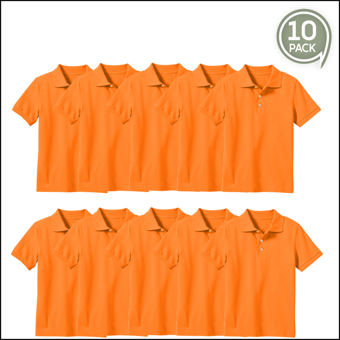 10-Pack School Uniform Tagless Polo Tshirt for Little Boys & Big Boys